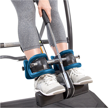 Lock your ankles on the Teeter Inversion Table